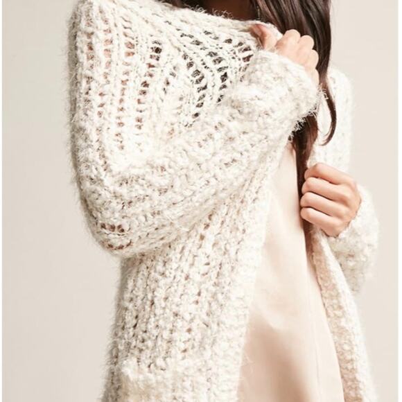 Woven Heart Women’s Medium Cream Tan Long Sleeve Open Front Cardigan Sweater - Picture 1 of 8
